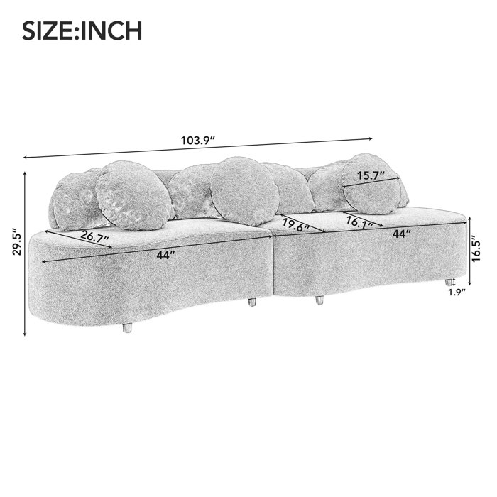 Brayden Studio® Jovanny Modern 103.9'' Living Room Sofa Pea Shaped
